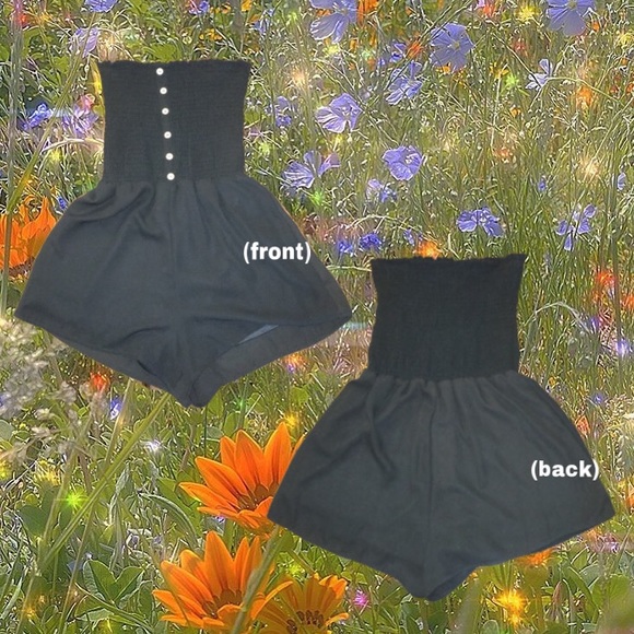 black tube top romper w buttons - Picture 2 of 3